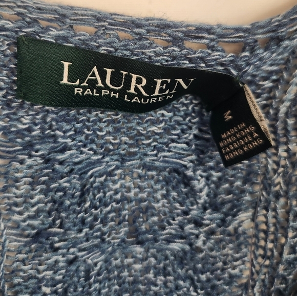 Lauren Ralph Lauren Preppy Breathable Summer Cable Knit Sweater Indigo Marl M - Picture 10 of 12